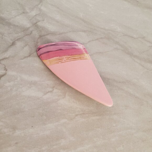 Vintage Jewelry - 💕 Vintage 1980s 80s Pink Purple Gold Clay Pin Brooch 💕
